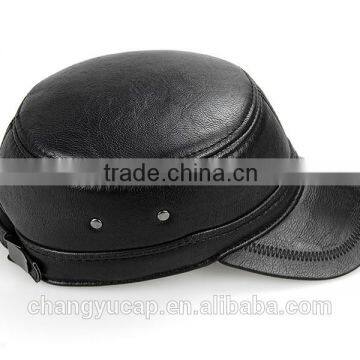 Haute Couture PU Flat Cap/Ear Protection Cap/Cotton-Padded Cap
