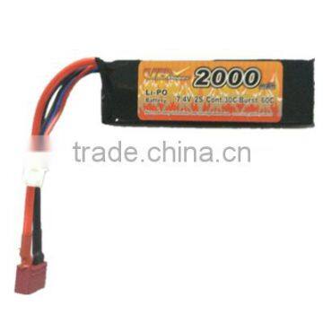 7.4V 2000mAh Lipo Battery with 30C Discharge Current for RC helicopter