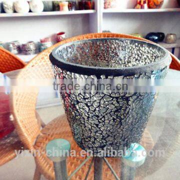 gray glass mosaic mirror vase,glass pot