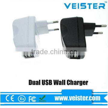 High quality! EU Wall Charger,5v 2.1a 2 ports USB travel wall home charger For Mobile Phone,