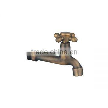 Retro Single Cold Water Tap Vintage Antique Wall Mounted Long Bronze Bibcock Bathroom Ficturers