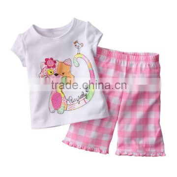 cheap baby girl clothess pink plaid short baby girl clothes summer set