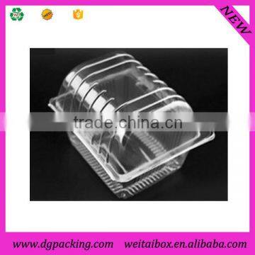 Good quality rectangle clear transparent clamshell plastic PET cake box