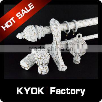 KYOK windows decorative luxury white curtain rod,factory wholesale double pole curtain rods