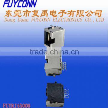 RJ Series 8 pin 1 port Right Angle RJ45 Male PCB Connector for Network equipment
