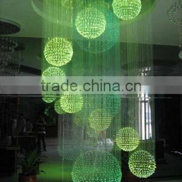 Single spiral stainless steel fiber optic chandelier