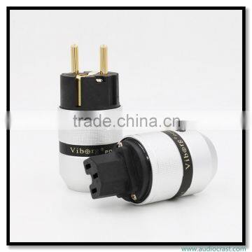 OEM/ODM Viborg Audio Aluminum Gold Plated Schuko Power Plug Connector+IEC Female Plug photo-4