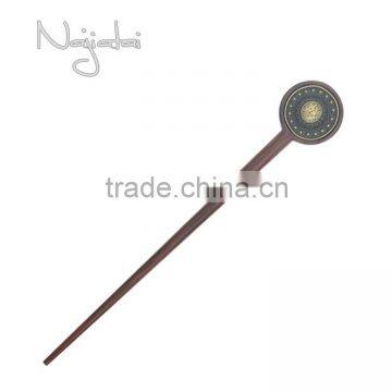 Mysterious Circular Japanese Vintage Metal Wooden Hairpin Hair Stick