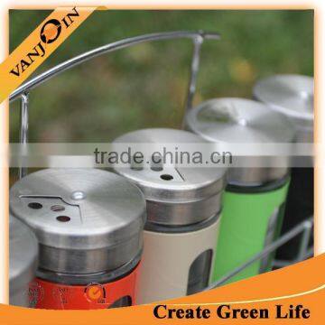 80ml Round Oil Bottles & Spice Jar With Metal Coating and Iron Stand photo-5