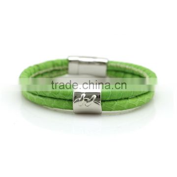 Genuine leather bracelet snakeskin stainless steel closure bracelets