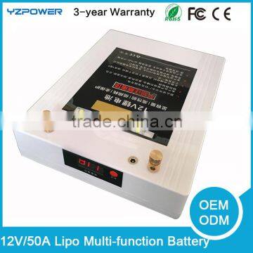 Rechargeable Lipo Battery 12V 50A With Flash USB Charger For iPhone Samsung Huawei Smart Phones Li-ion Lithium Storage Batteries