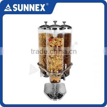 SUNNEX Professional Revolving Transparent Container ideal for Buffet Service 4ltr x 3 Catering Dry Food Dispenser