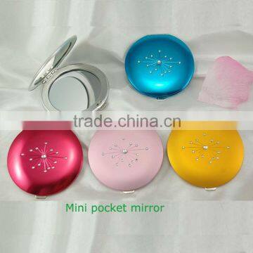 aluminium nice lady mirror and pocket mini mirror with diamond