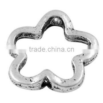 Flower Shape Bead Frame, Lead Free, Cadmium Free and Nickel Free, Antique Silver(LF11215Y-NF)