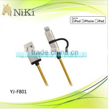 2 in 1 USB charging cable 1meter length for iphone and android