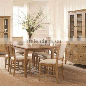 French Style Rectangle Dining Table and 6 Chairs Upholster Teak Wood