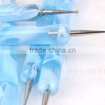 2 Ways Wholesales Crystal 2 Ways 5 Pcs Wave Printing Blue Pen Nail Dotting Tool photo-4
