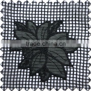 2016 new style Black simple pattern embroidered mesh fabric for garments