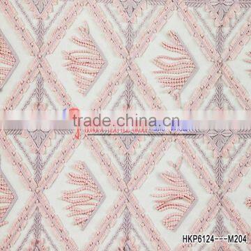 New Products Innovative Product Ideas Come From Geometric Element Pink Fabric Textile With Elelash Fringe