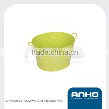 Iron powder coated oval bucket decorative gardening