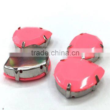 18*25mm navette marquise neon hot pink pastel candy acrylic rhinestone metal claw sewing on craft hobby bracelet DIY trim
