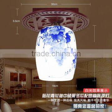 Chinese-made Flower Shade Modern Ceramic Energy Saving Ceiling Lamp Porcelain Wooden Light photo-3