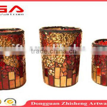 Personalized design colourful mosaic glass candle holder set for home decorative