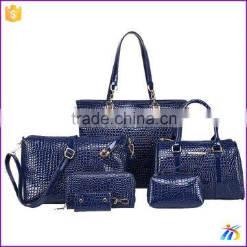 Popular blue handbag beautiful women handbag set 2015