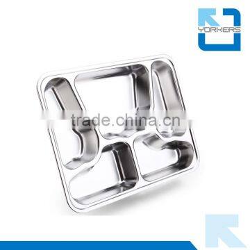 5 Butterfly-shaped Compartment of Stainless Steel Serving Fast Food Tray