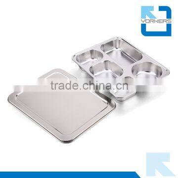 5 Grids Stainless Steel Snack Plate & Fast Food Tray photo-4