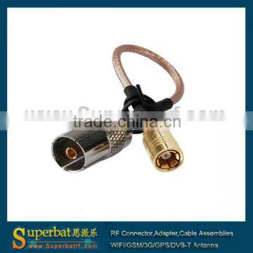 SMB male straight to TV female straight pigtail Cable RG316 15cm