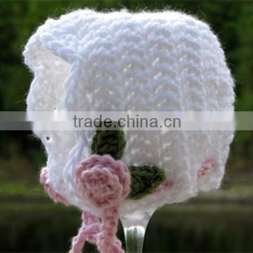 White color hand crochet toddler bonnets