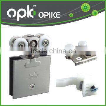 OPK Hot Sale frameless Square glass-clamp shower glass Door hanging sliding roller