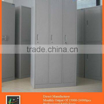 KFY-WR-02 Light Gray 3-Wide Metal Armoire