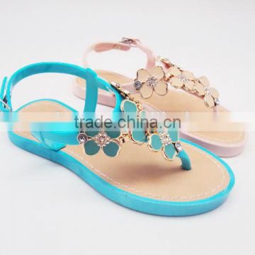 Flower Top PVC Flat Sandals for Girls and Women