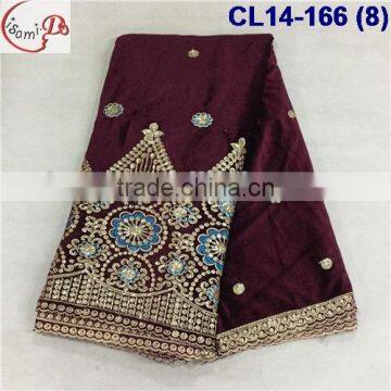 CL14-166 (8) New arrival and high quality African Velvet embroidery design lace fabric with sequins for dress and clothes