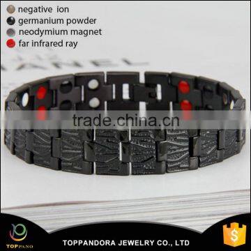 China supplier high quality fashion black plated stainless steel magnetic bracelet for men