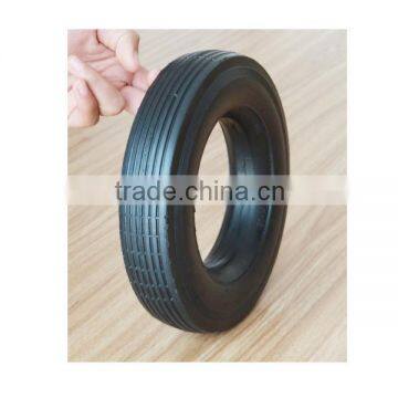 8x1.75 inch flat free caster rubber tire with rib tread for material handling equipment