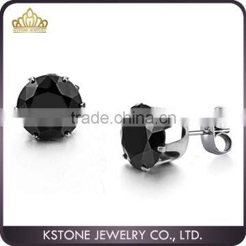 KSTONE 2015 New Arrival Fashion 316l stainless steel black color zircon stud earring