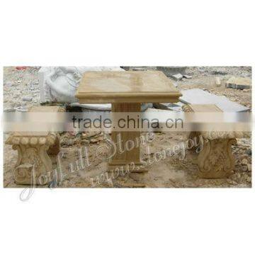 Square Yellow Marble Outdoor Garden Furniture, Antique furniture set