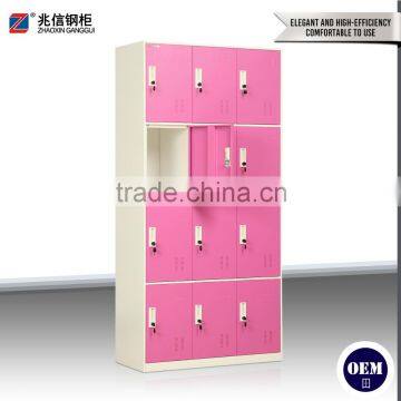 12 Door Pink Stainless Steel Wardrobe Multi-door Steel Closet Locker Fashionable Key Lock Steel Locker photo-3