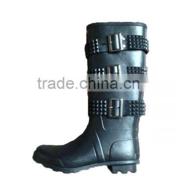 Black style Rock and Funky lady rubber rain boots