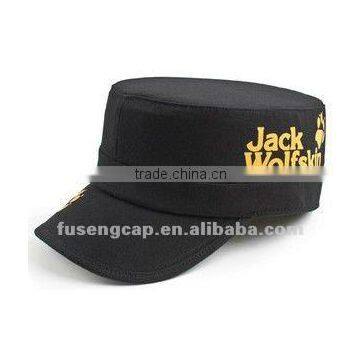 hot sale cotton flat-top cap/trucker cap/military cap with 3D embroidery logo