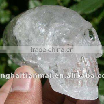 RARE Stunning Natural Clear Quartz Rock Crystal Carving Skull