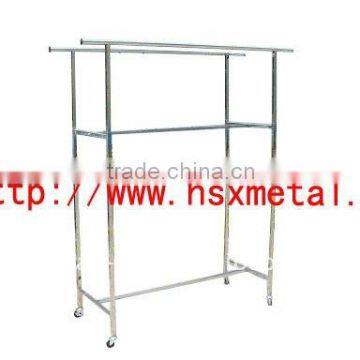 Newest fashion double bar clothes drying rack with wheel