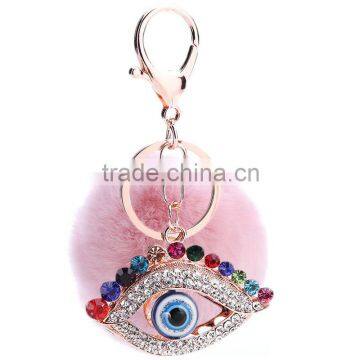 9Colors 8cm Color Rex Rabbit Fur Car Ornaments Bag Pendant Keyring Fur Blue Eye Pom Pom Keychain Valentine's Gift