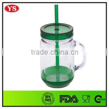 Double Wall Insulated Mason Jar Tumbler Mug With Straw 20 Ounce