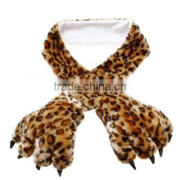 Dark Camel Leopard Pattern Design Stylish Classic Pure Wool Scarf Shawl Wraps