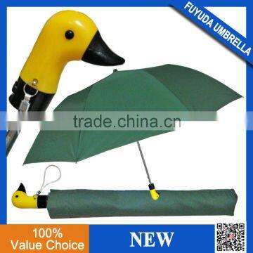 2017 simple and elegent auto 2 fold duck head plastic handle umbrella