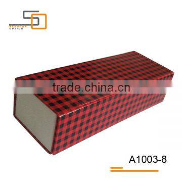 Red/Black latticed PU leather hand made folding glasses case